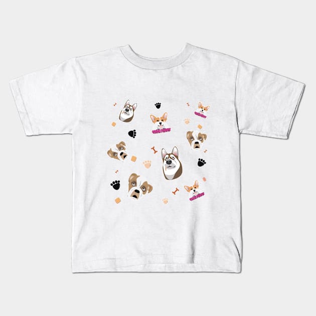 Pattern Dog V1 Kids T-Shirt by Kanom-Tom